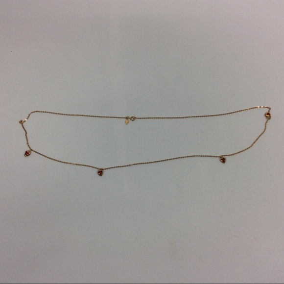 Vintage Sarah Coventry Red Party Hearts Lariat Necklace Gold Tone Red Hearts 32" - Picture 3 of 5